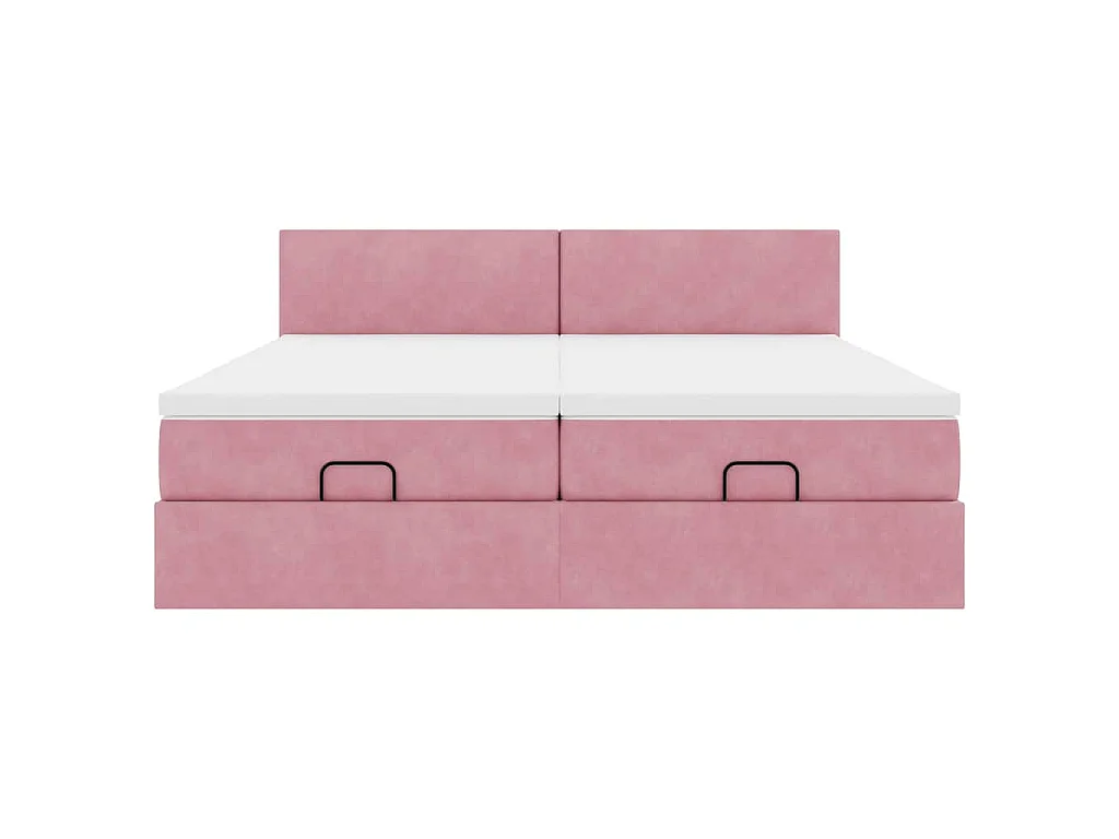 Struttura Letto Pouf con Materassi Rosa 200x200 cm Velluto