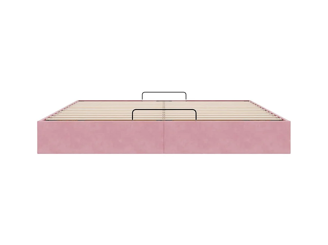 Cadre de lit ottoman sans matelas rose 200x200 cm velours