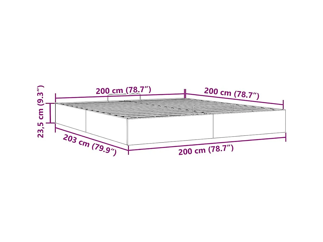 Cadre de lit ottoman sans matelas rose 200x200 cm velours
