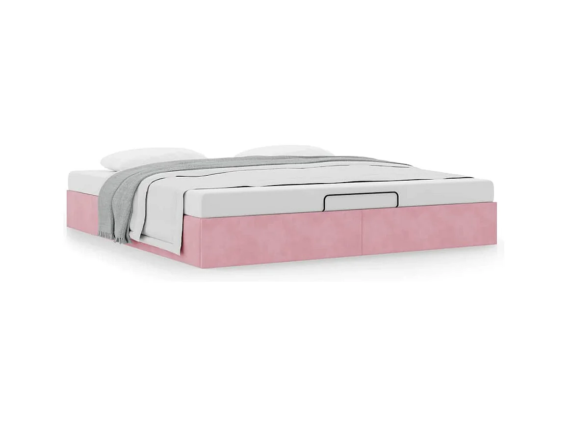 Struttura Letto Pouf senza Materasso Rosa 200x200 cm in Velluto