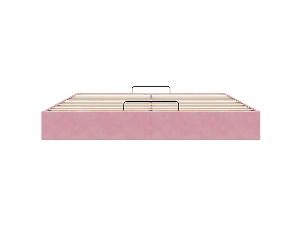 Estructura cama otomana sin colchón terciopelo rosa 200x200 cm
