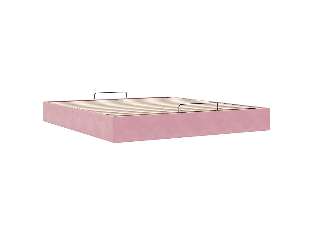 Estructura cama otomana sin colchón terciopelo rosa 200x200 cm