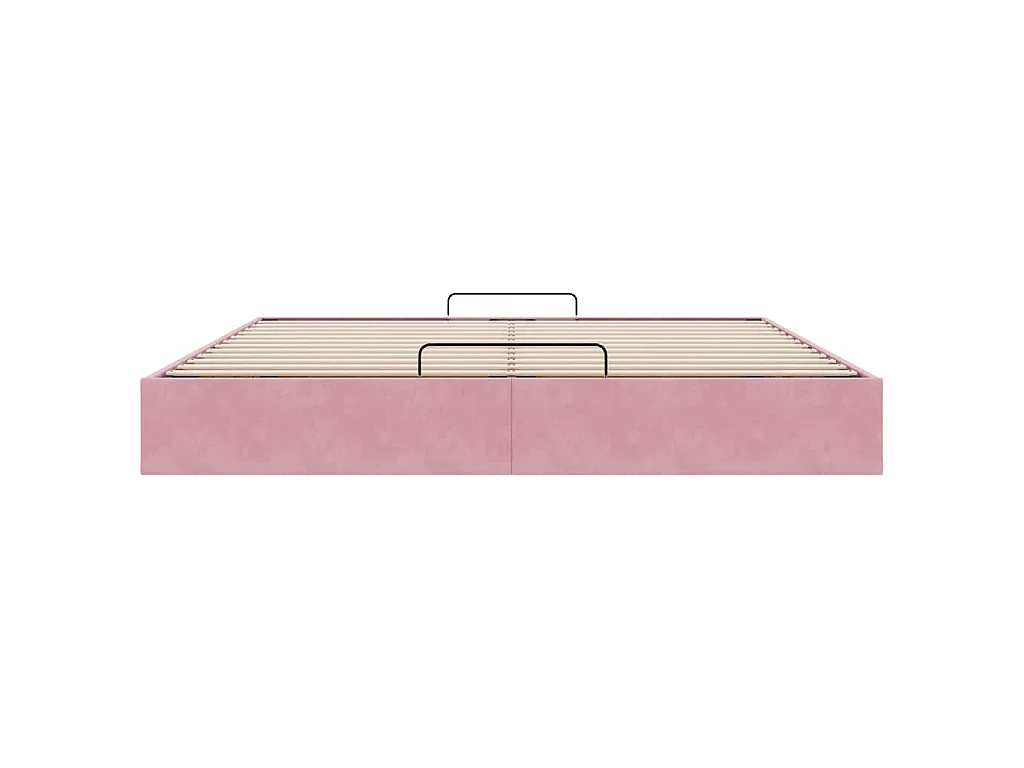 Estructura cama otomana sin colchón terciopelo rosa 200x200 cm