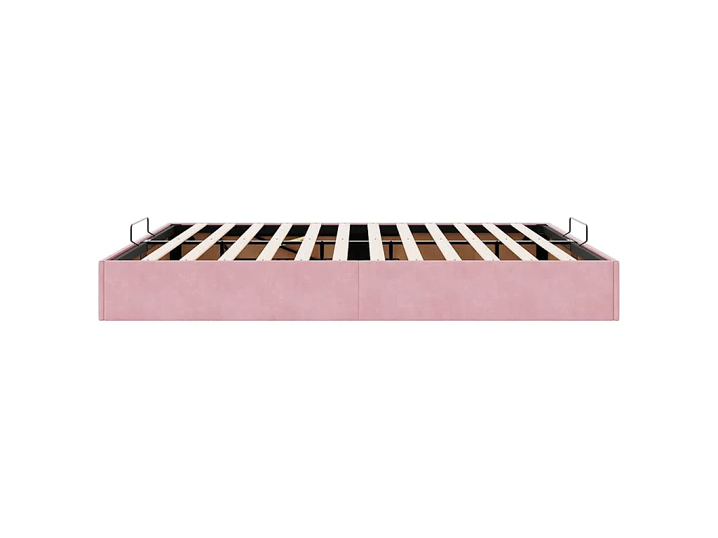 Estructura cama otomana sin colchón terciopelo rosa 200x200 cm