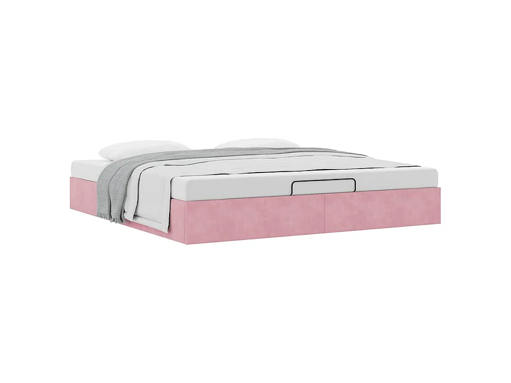 Ottoman bedframe zonder matras 200x200 cm fluweel roze