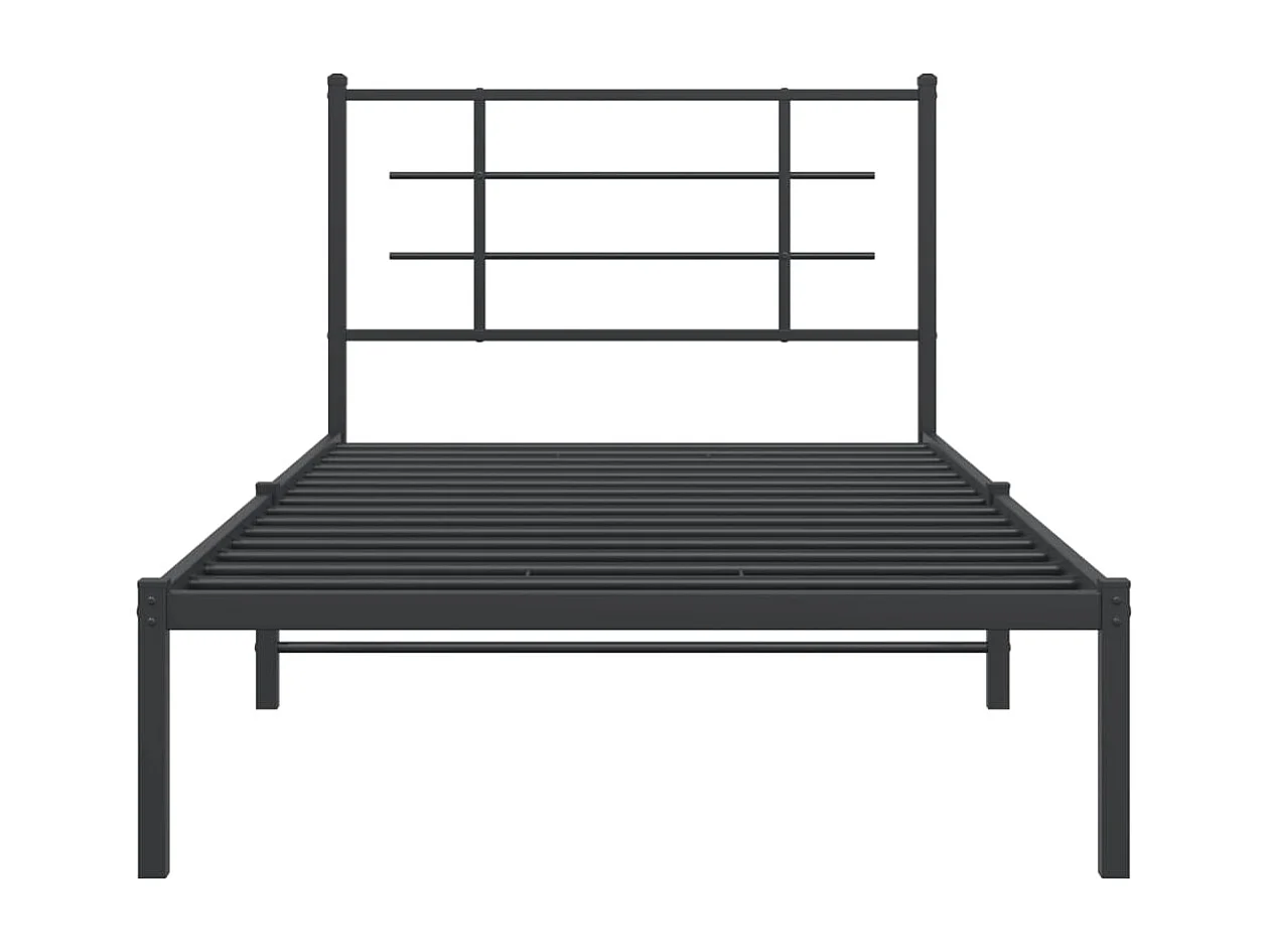 Bedframe met hoofdbord metaal zwart 107x203 cm