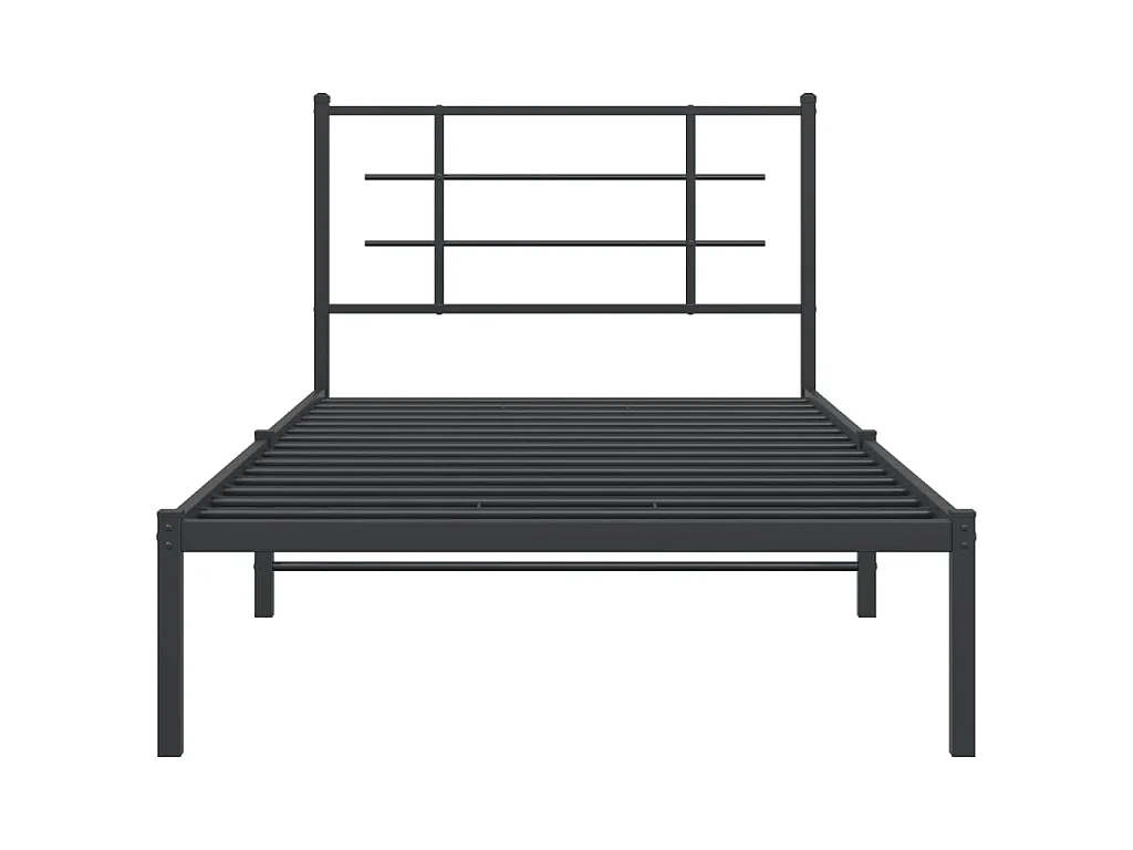 Cadre de lit métal sans matelas avec tête de lit noir 107x203cm