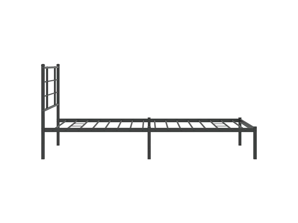 Cadre de lit métal sans matelas avec tête de lit noir 107x203cm