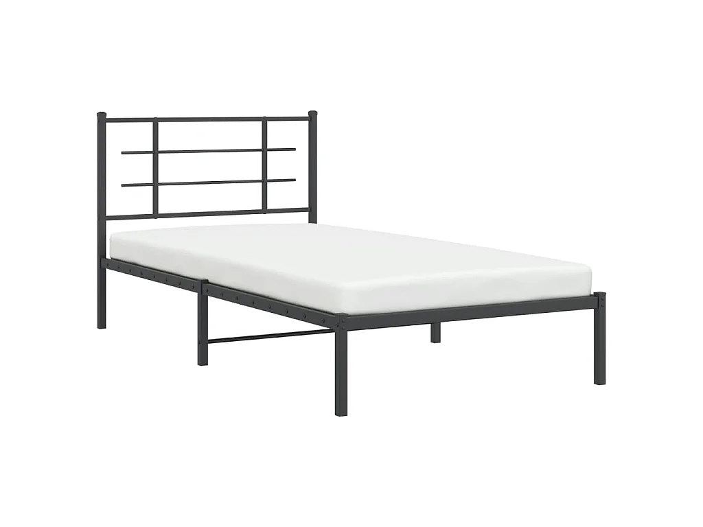 Giroletto con Testiera in Metallo Nero 107x203 cm