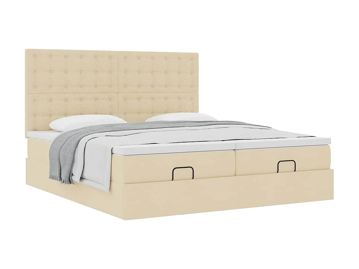 Ottoman bed met matrassen 200x200cm stof crèmekleurig