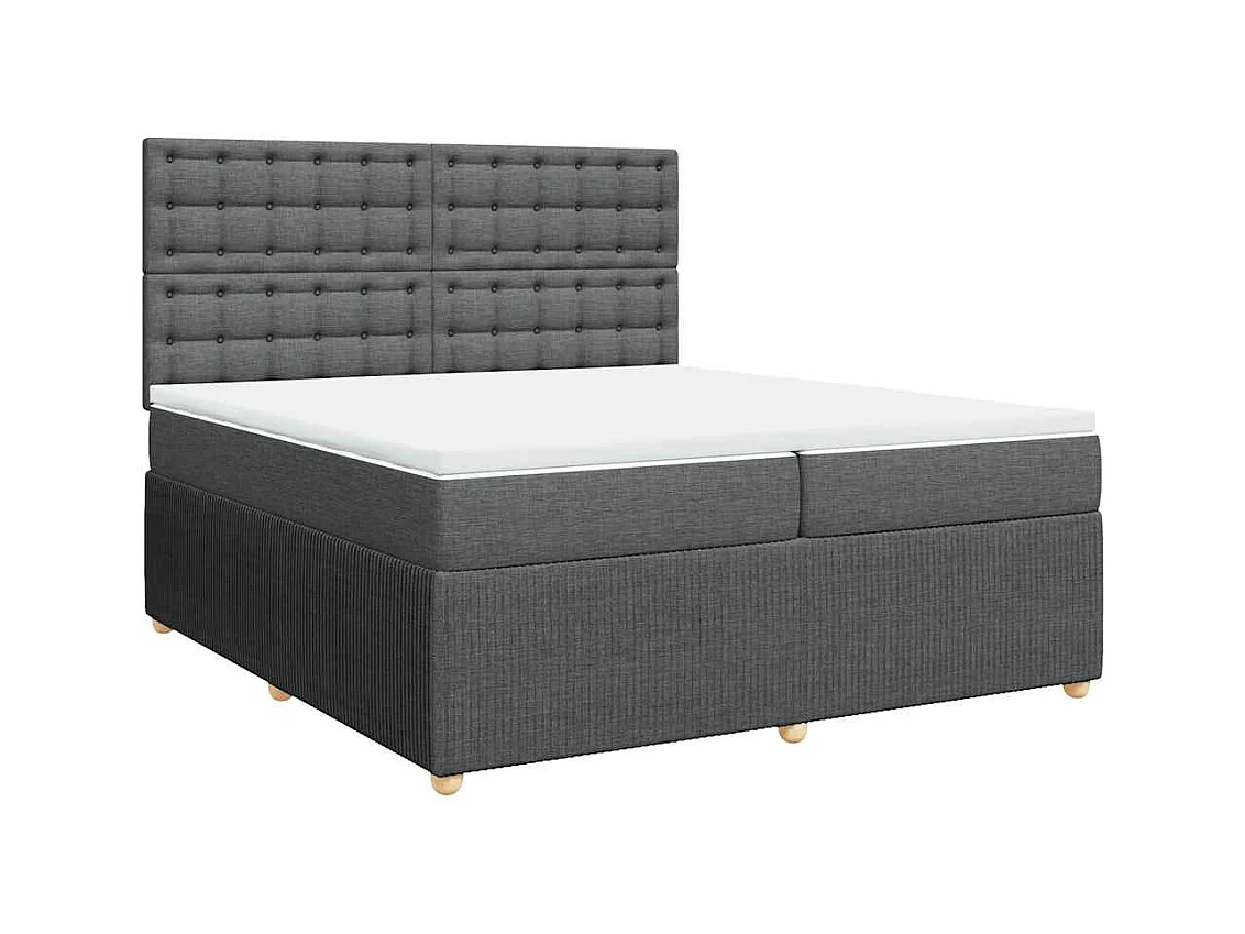 Sommier à lattes de lit avec matelas Gris foncé 200x200cm Tissu