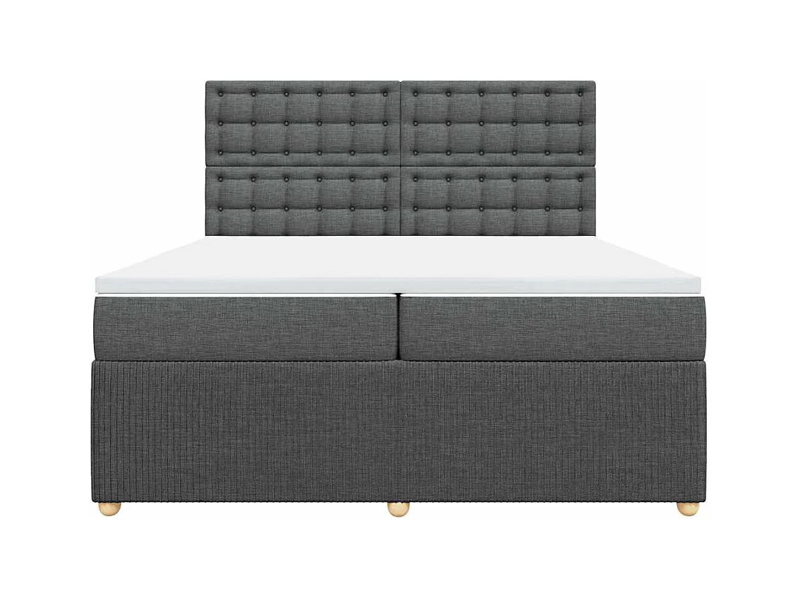 Sommier à lattes de lit avec matelas Gris foncé 200x200cm Tissu