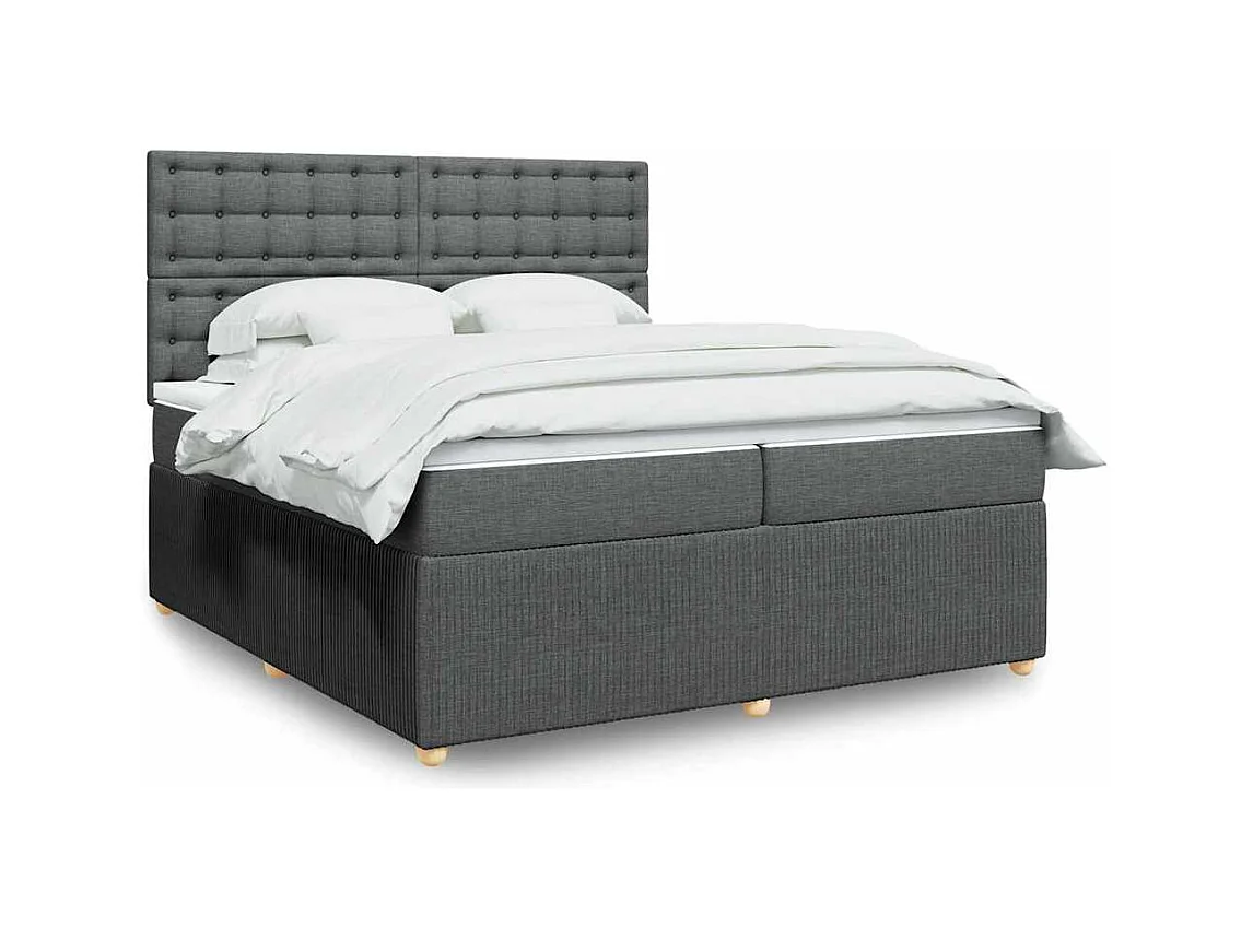 Boxspring met matras stof donkergrijs 200x200 cm