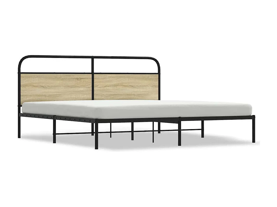 Cadre de lit en métal sans matelas chêne sonoma 193x203 cm