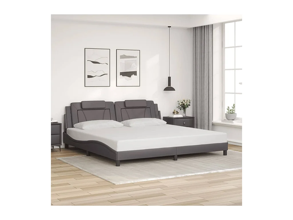 Bettgestell "Viana" ohne Matratze Grau 200x200 cm Kunstleder