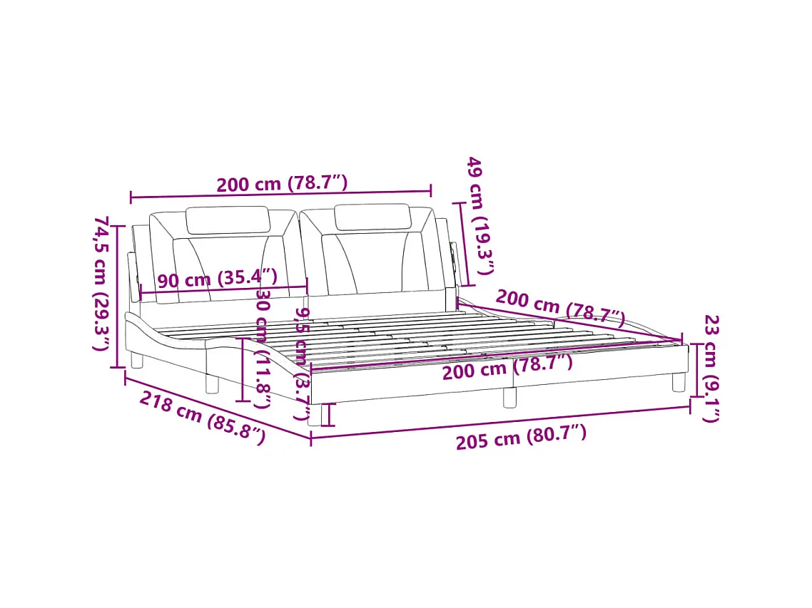 Bettgestell "Viana" ohne Matratze Grau 200x200 cm Kunstleder