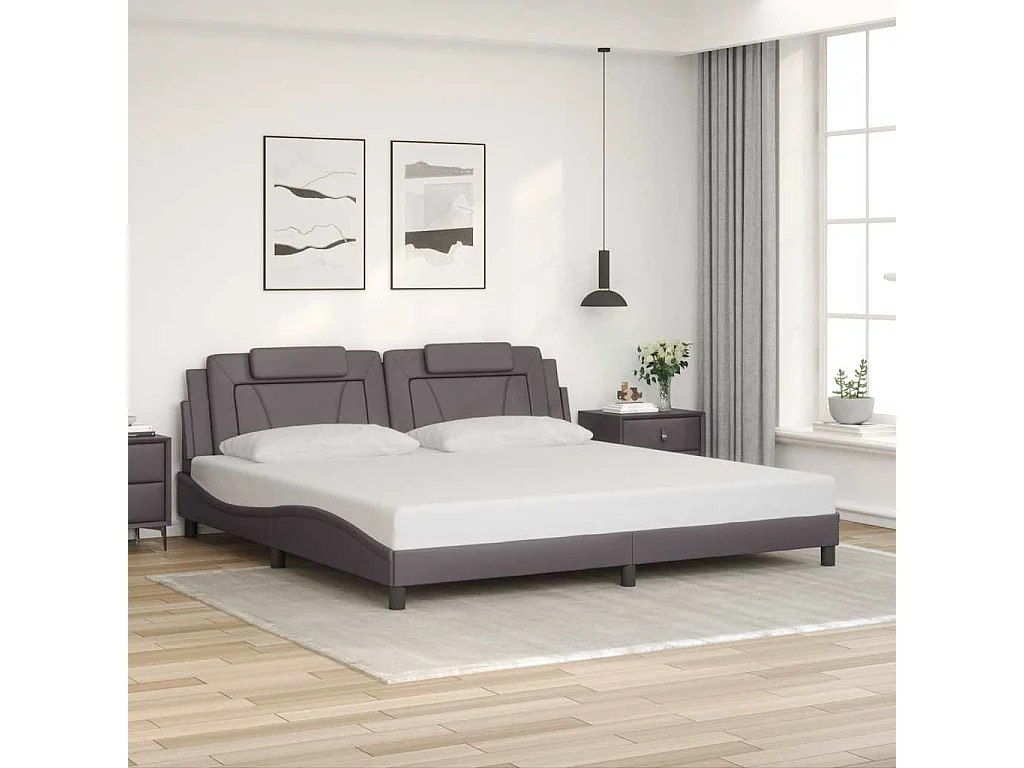 Bettgestell "Viana" ohne Matratze Grau 200x200 cm Kunstleder