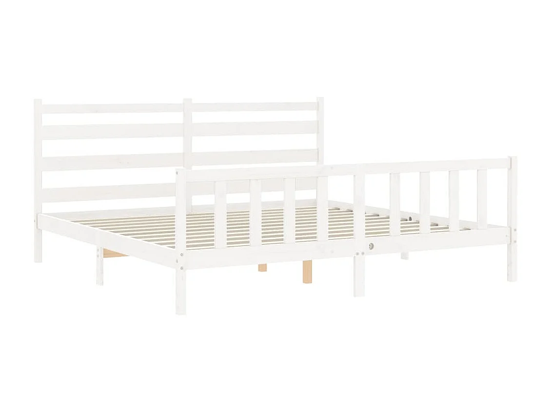 Cadre de lit sans matelas blanc 200x200 cm bois massif de pin