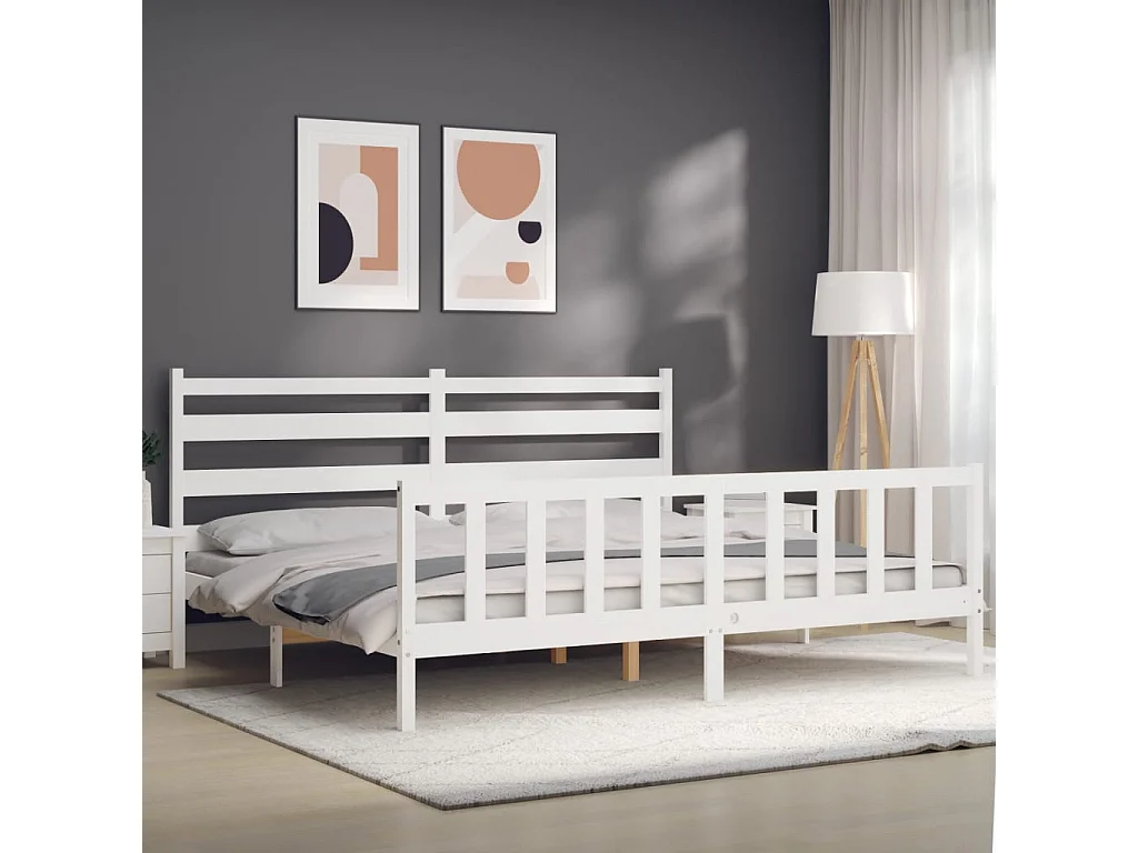 Estructura de cama sin colchón madera maciza blanca 200x200 cm
