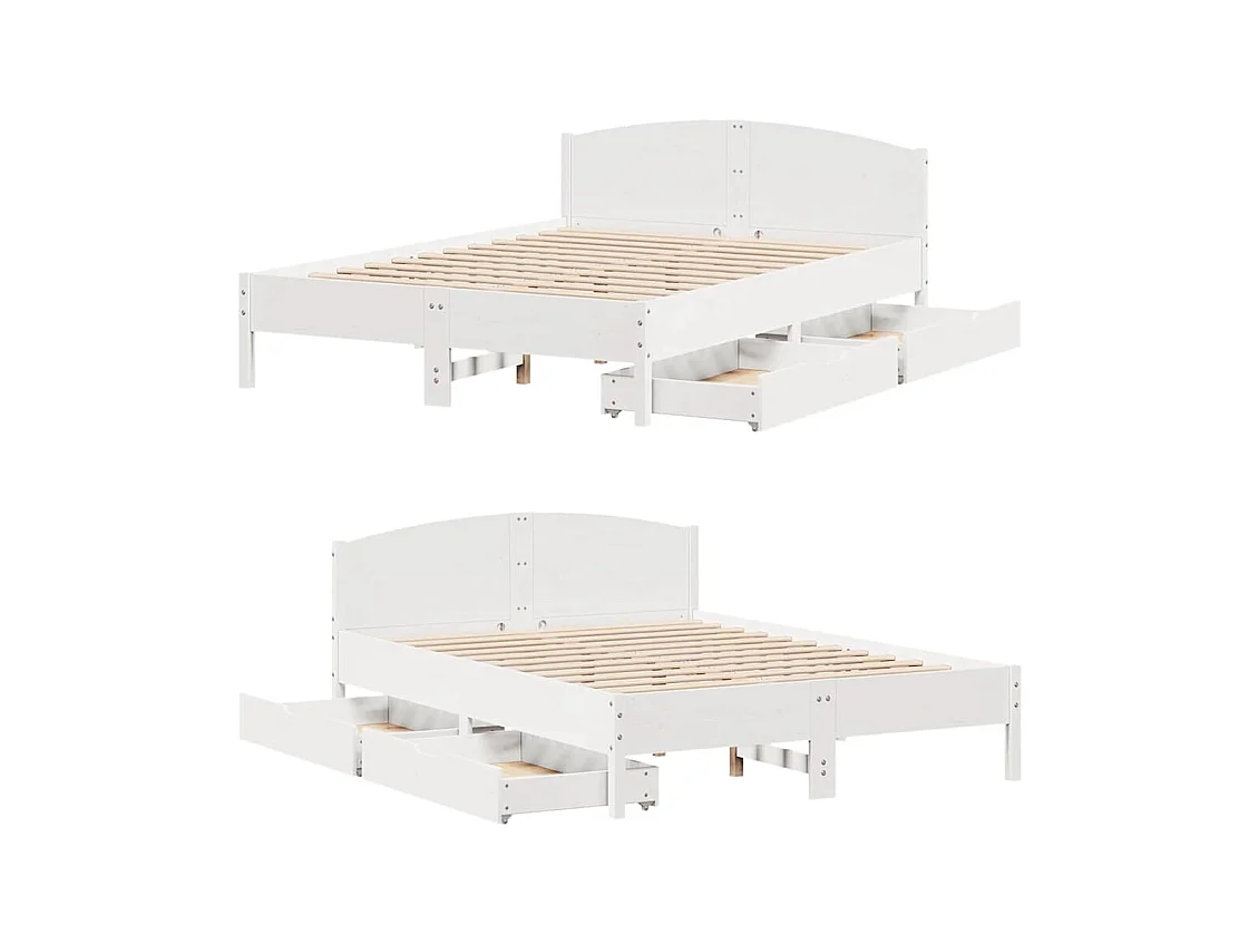 Massivholzbett ohne Matratze Weiß 150x200 cm Kiefernholz