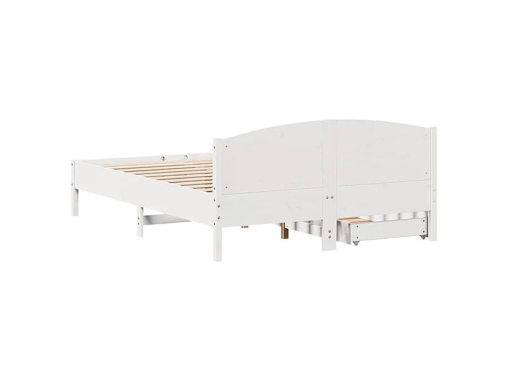 Cadre de lit sans matelas blanc 150x200 cm bois de pin massif