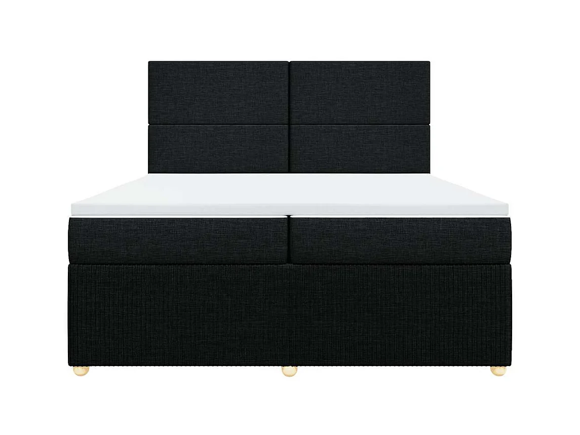Sommier à lattes de lit avec matelas Noir 200x200 cm Tissu