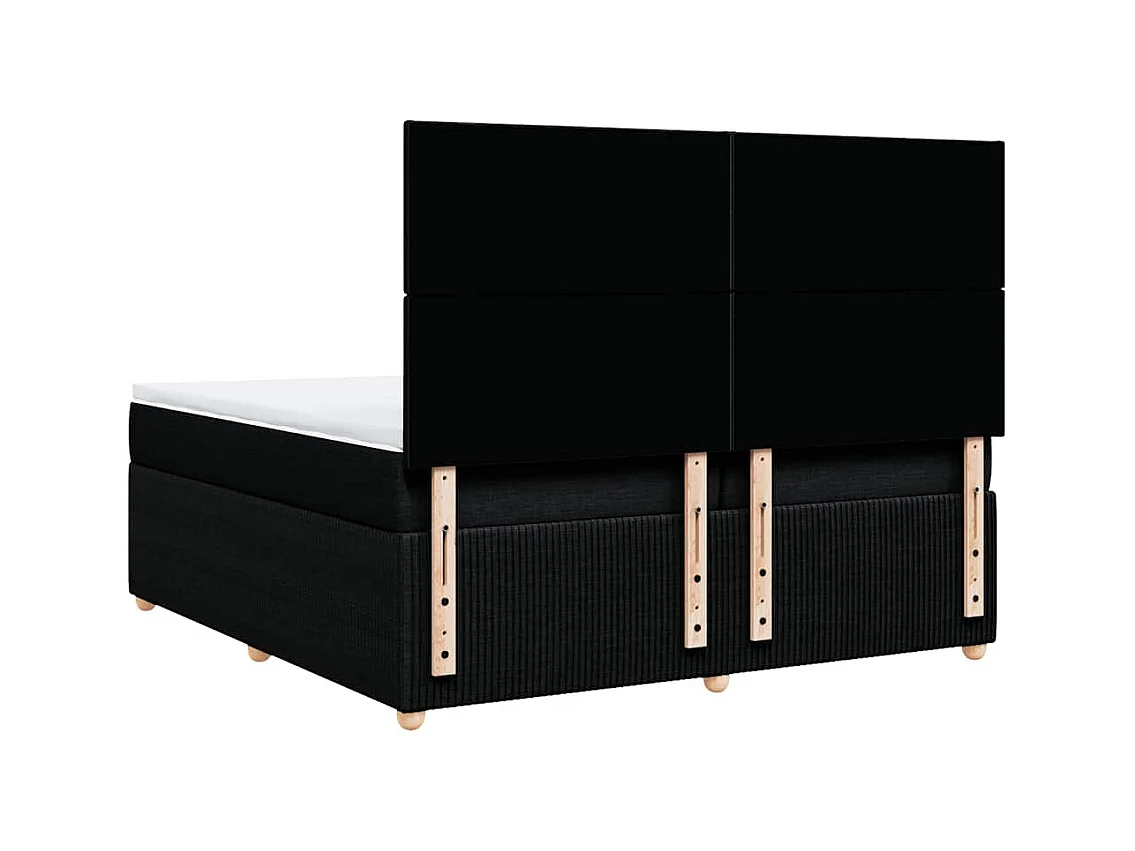 Sommier à lattes de lit avec matelas Noir 200x200 cm Tissu