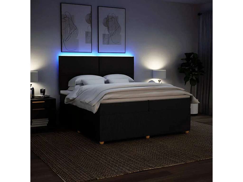 Boxspringbett mit Matratze Schwarz 200x200 cm Stoff