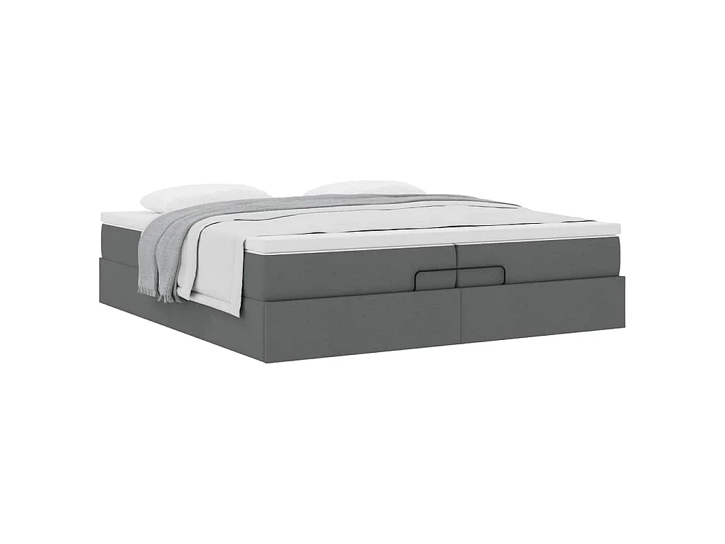 Ottoman bed met matrassen 200x200cm stof donkergrijs