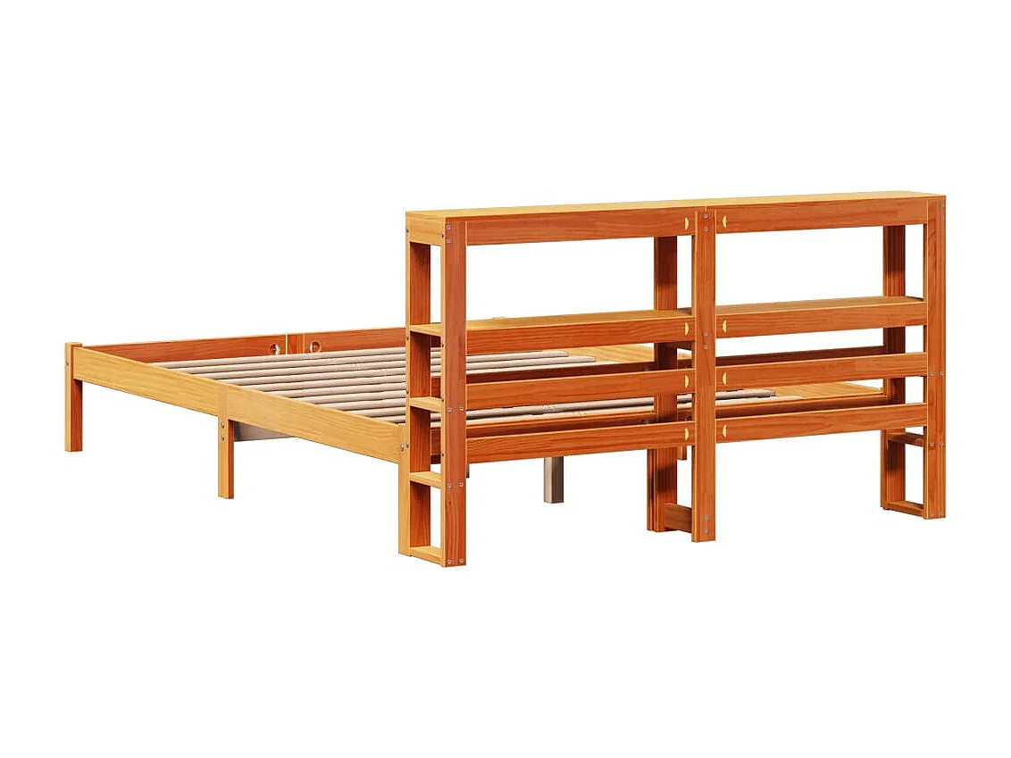 Giroletto con Testiera Marrone Cera 150x200 cm Massello Pino