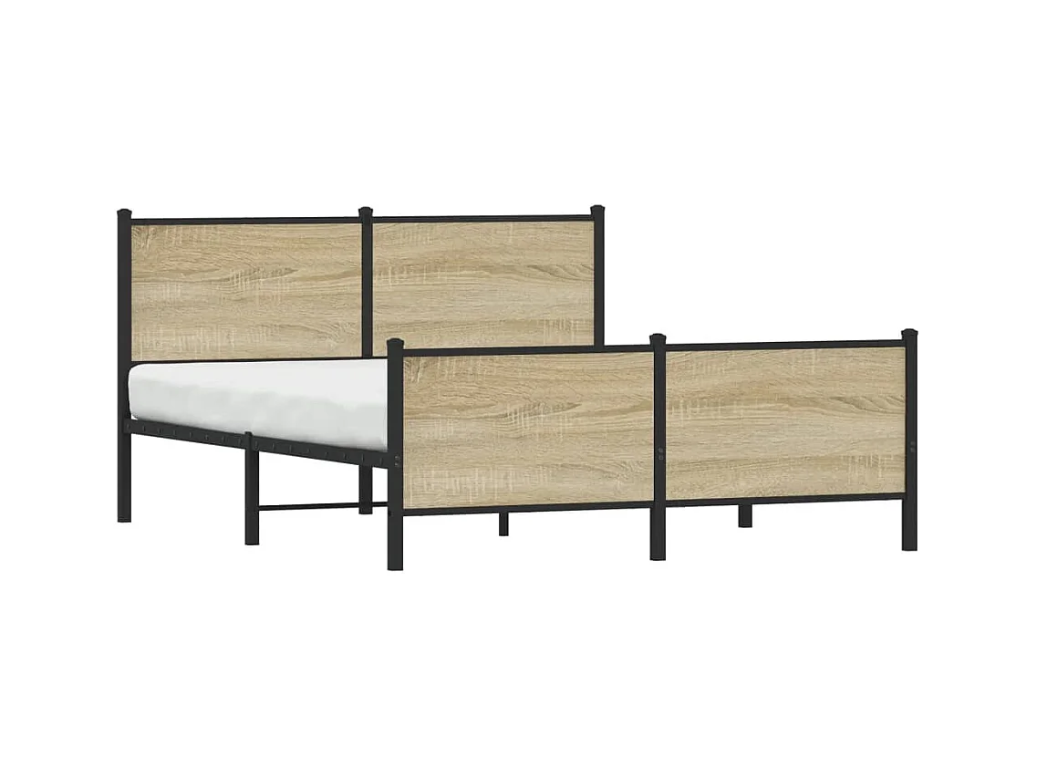 Cadre de lit en métal sans matelas chêne sonoma 150x200 cm