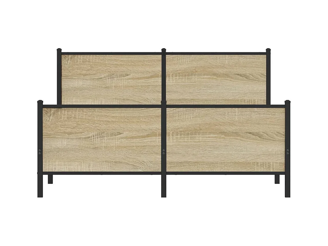 Cadre de lit en métal sans matelas chêne sonoma 150x200 cm