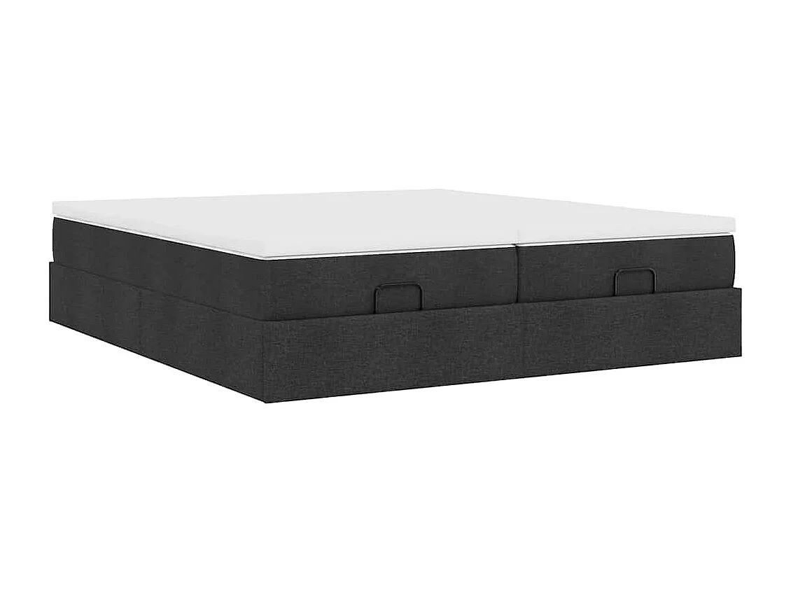 Struttura Letto Pouf con Materassi Nero 200x200 cm in Tessuto