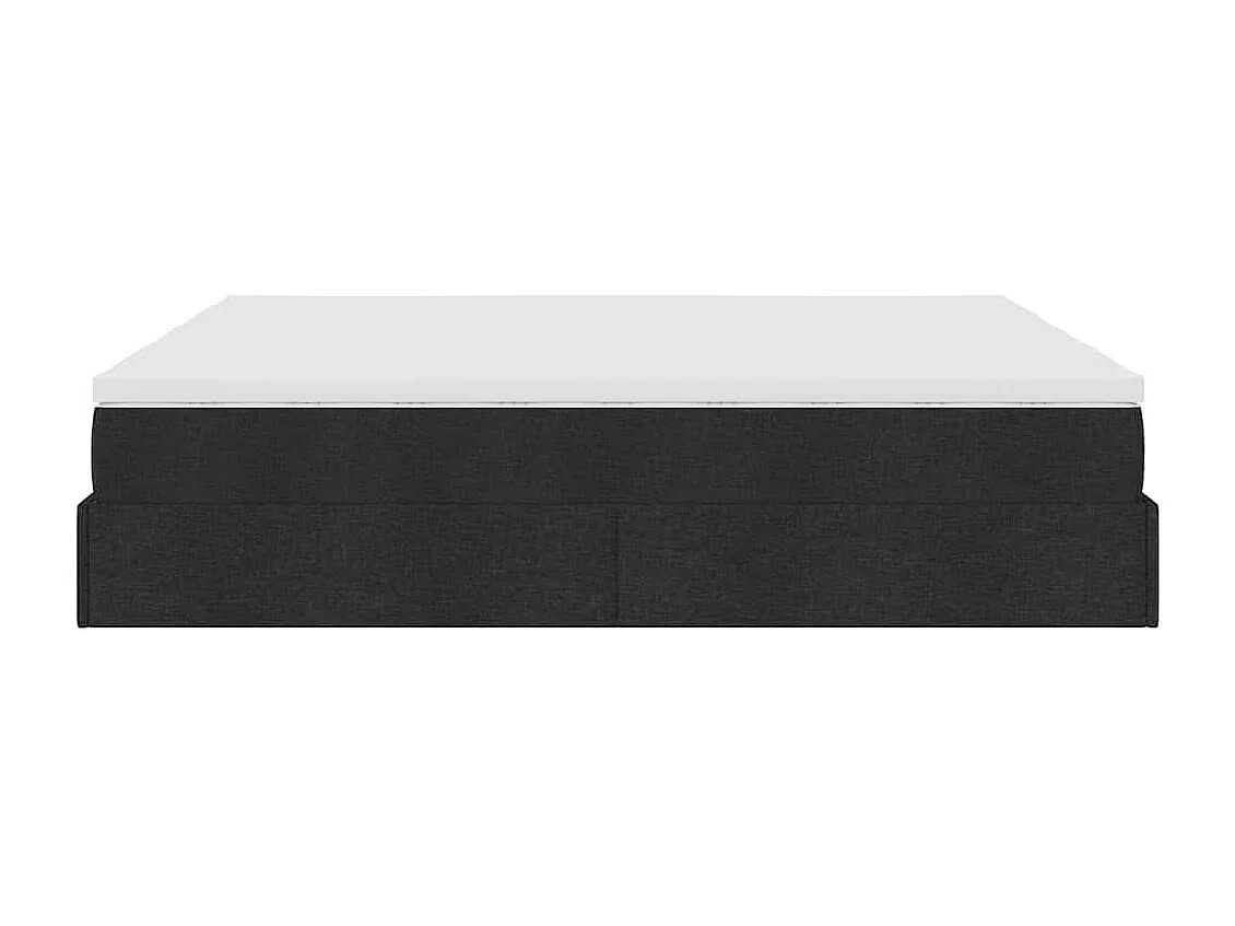 Struttura Letto Pouf con Materassi Nero 200x200 cm in Tessuto