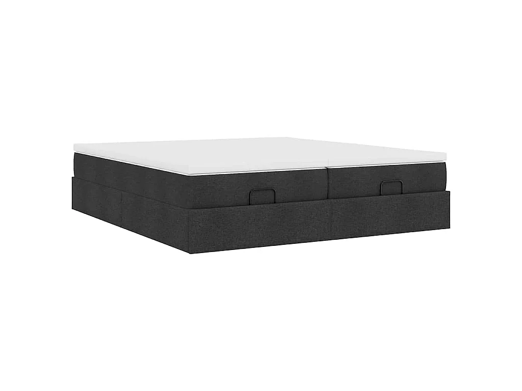 Ottoman-Bett mit Matratzen Schwarz 200x200 cm Stoff