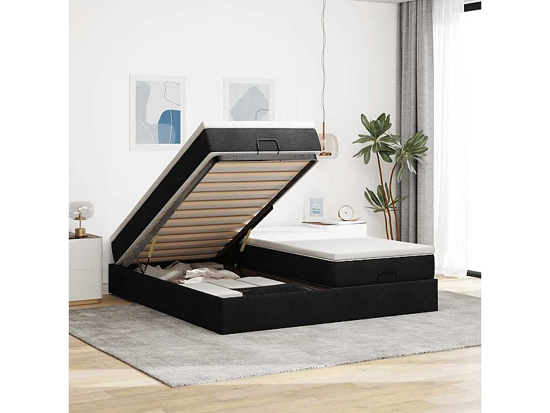 Ottoman bed met matrassen 200x200cm stof zwart