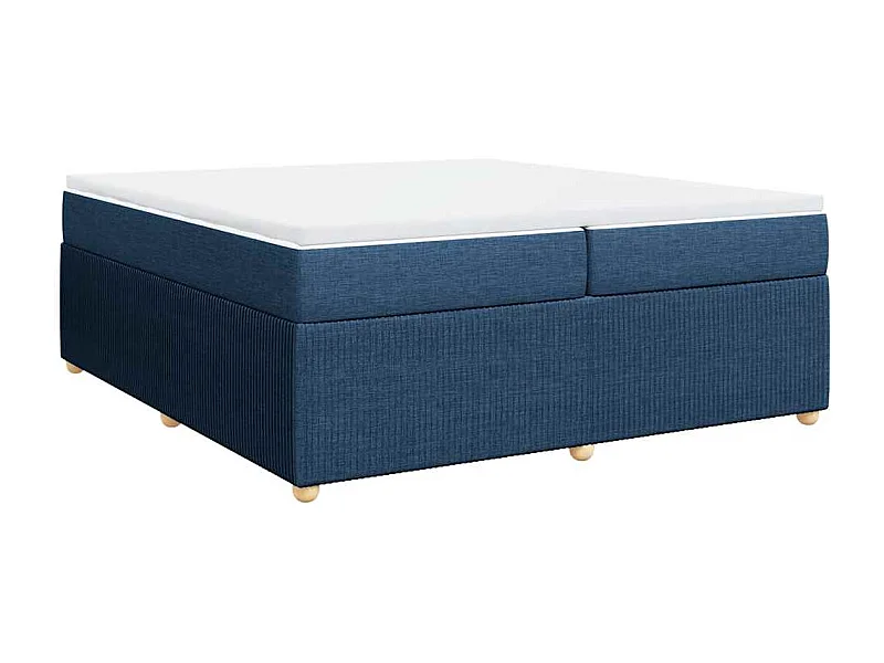 Cama box spring con colchón tela azul 200x200 cm