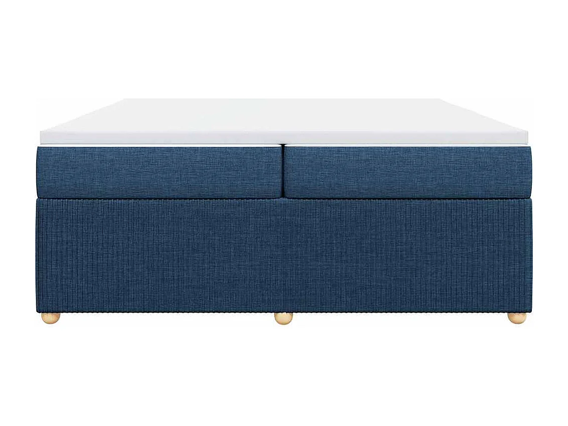 Cama box spring con colchón tela azul 200x200 cm