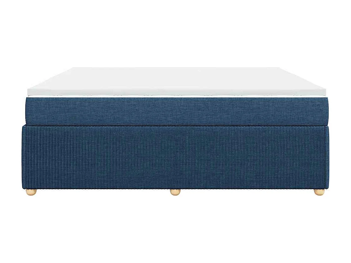 Cama box spring con colchón tela azul 200x200 cm