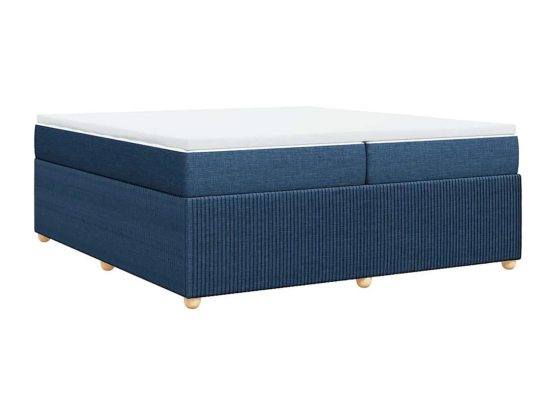 Cama box spring con colchón tela azul 200x200 cm
