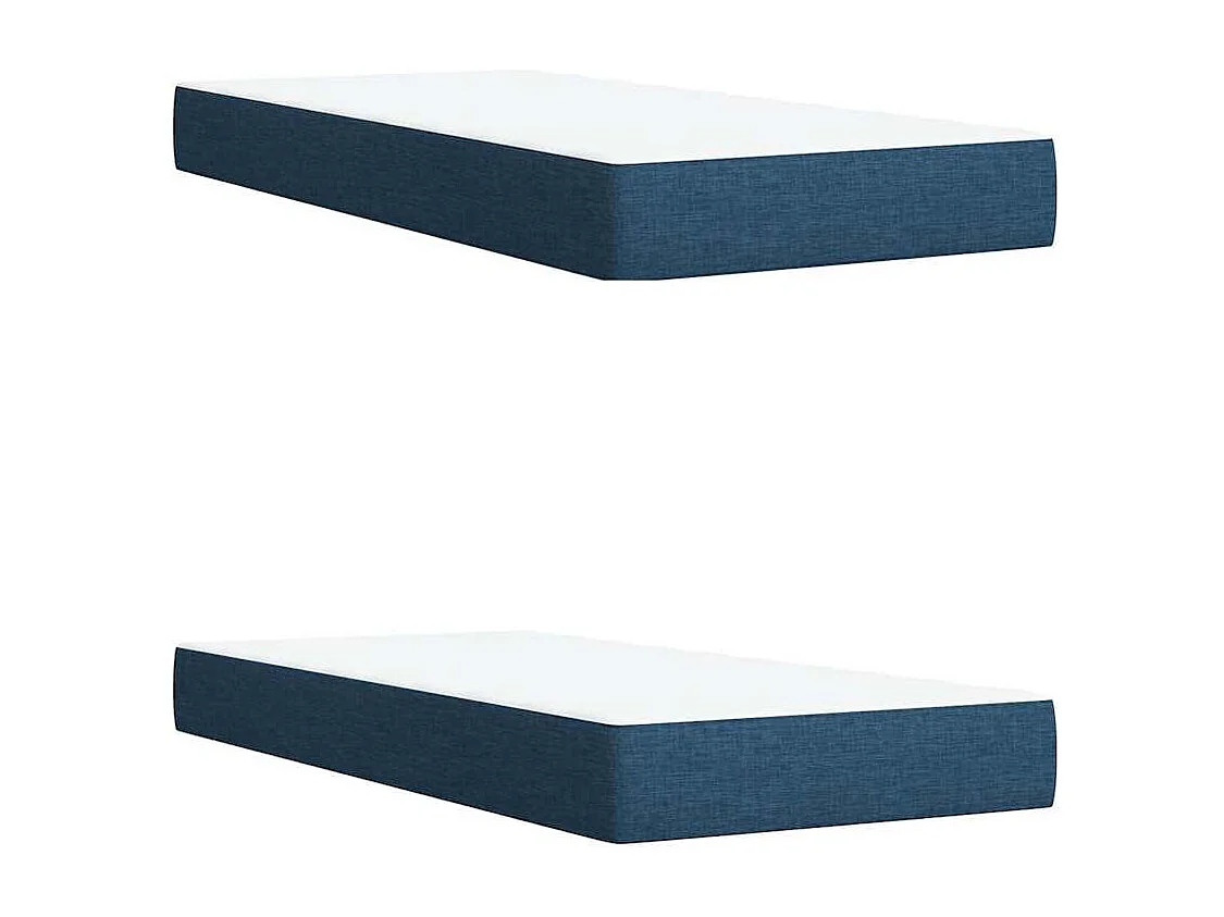 Cama box spring con colchón tela azul 200x200 cm