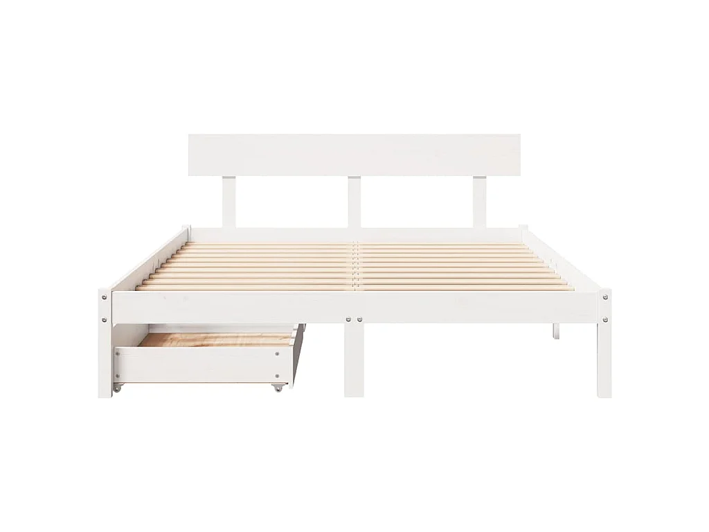 Letto senza Materasso Bianco 150x200 cm Legno Massello di Pino