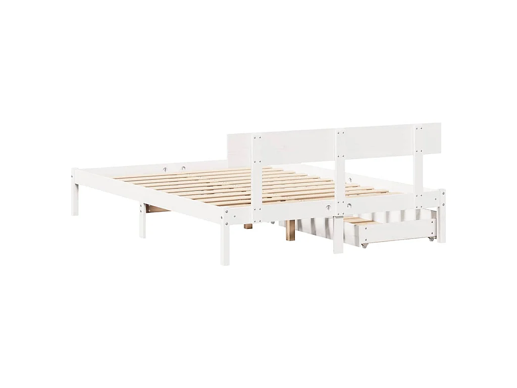 Letto senza Materasso Bianco 150x200 cm Legno Massello di Pino