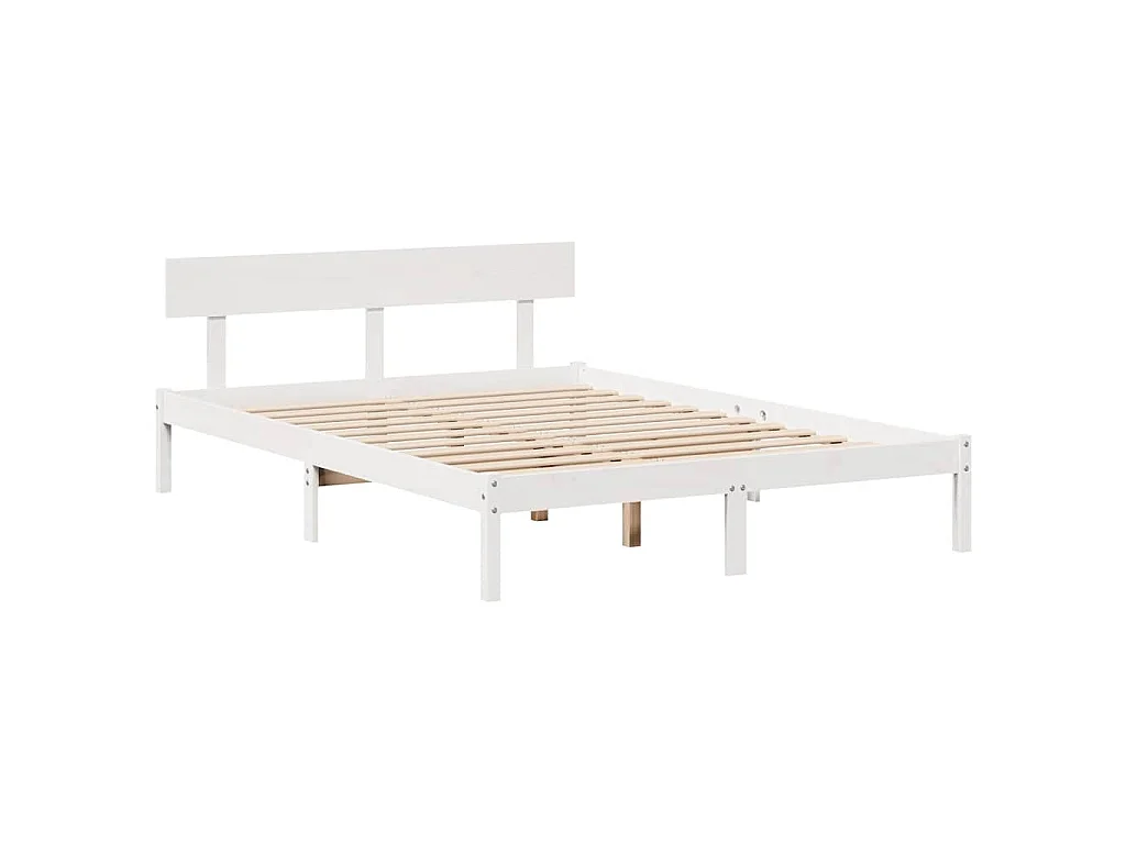 Letto senza Materasso Bianco 150x200 cm Legno Massello di Pino