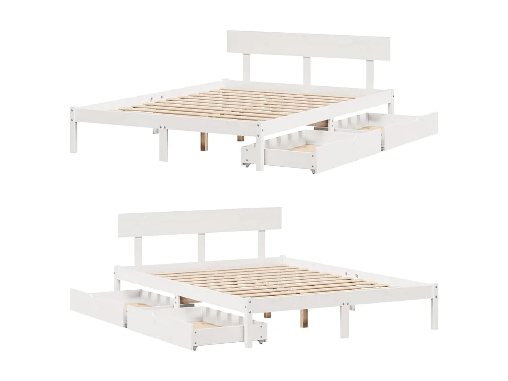 Letto senza Materasso Bianco 150x200 cm Legno Massello di Pino