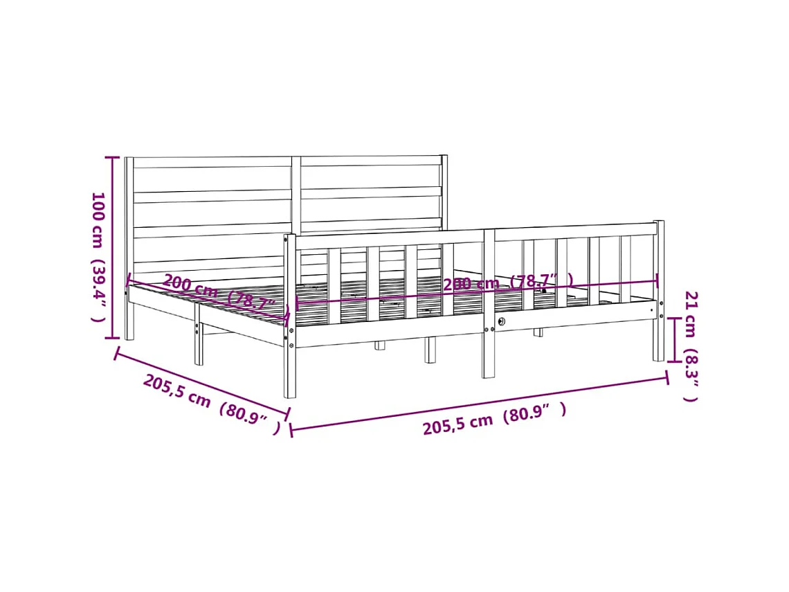 Massivholzbett ohne Matratze 200x200 cm Kiefer