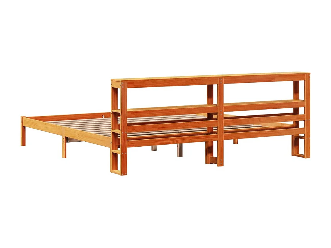 Bettgestell mit Kopfteil ohne Matratze Wachsbraun 200x200 cm