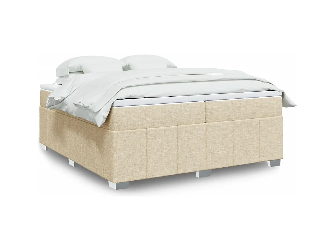 Sommier à lattes de lit avec matelas Crème 200x200 cm Tissu