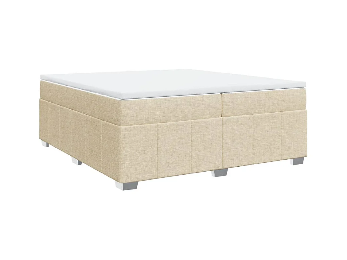 Sommier à lattes de lit avec matelas Crème 200x200 cm Tissu