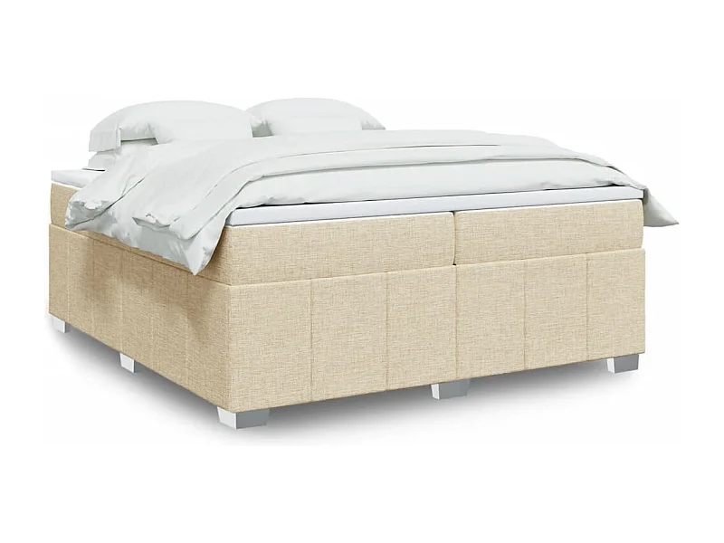 Boxspring met matras stof crèmekleurig 200x200 cm